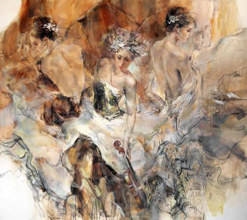 Past Present Future Sepia Oil Painting by Anna Razumovskaya