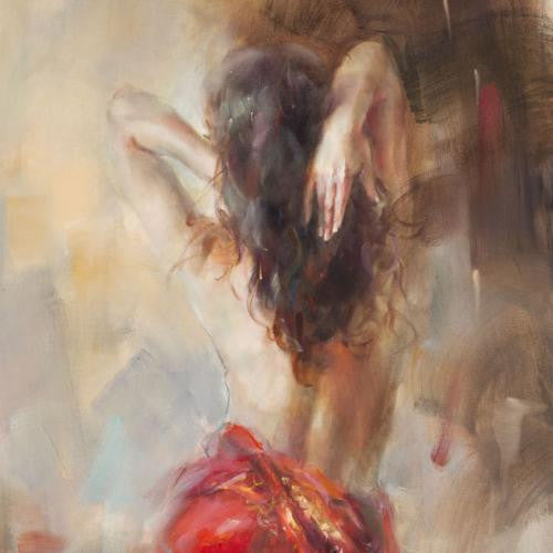 Aurora in Red Oil Painting by Anna Razumovskaya
