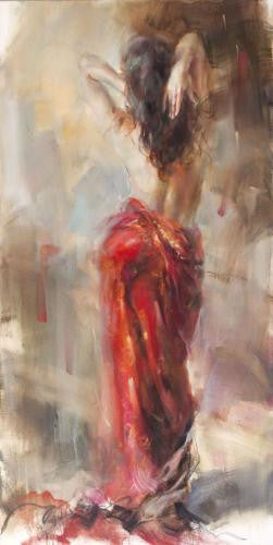 Aurora in Red Oil Painting by Anna Razumovskaya