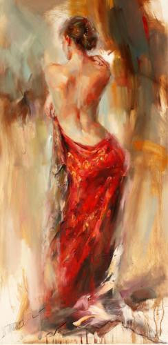 Aurora in Red Oil Painting by Anna Razumovskaya