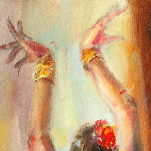 Blue Flamenco Oil Painting by Anna Razumovskaya