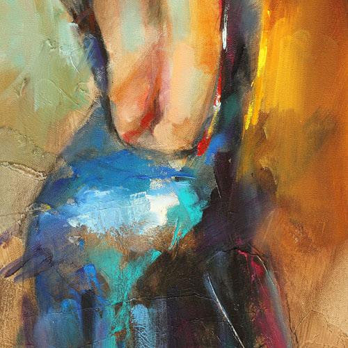 Blue Flamenco Oil Painting by Anna Razumovskaya
