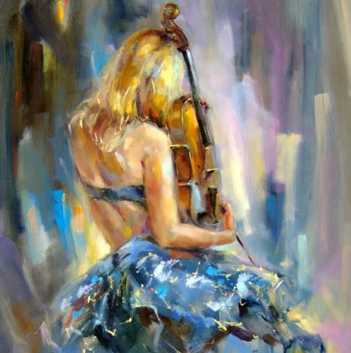 Dancing with a Violin 1 Oil Painting by Anna Razumovskaya