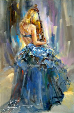 Dancing with a Violin 1 Oil Painting by Anna Razumovskaya