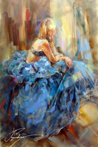 Dancing with a Violin 3 Oil Painting by Anna Razumovskaya