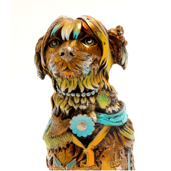 Eighteen bronze dog by Nano Lopez