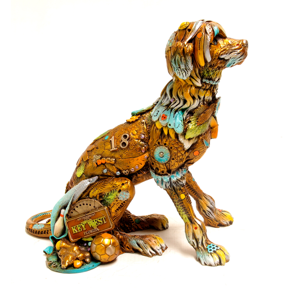 Eighteen bronze dog by Nano Lopez