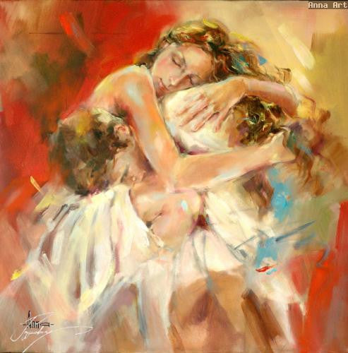 Embraces Oil Painting by Anna Razumovskaya