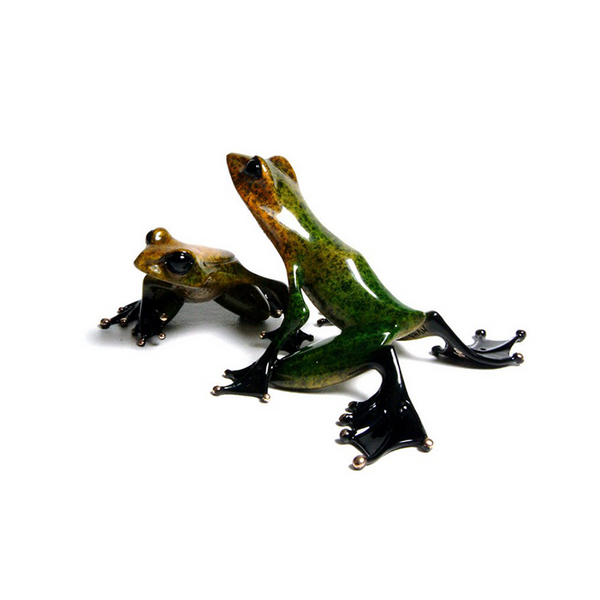 Emerald and Gem bronze frog set by Tim Cotterill