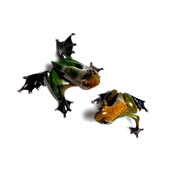 Emerald and Gem bronze frog set by Tim Cotterill