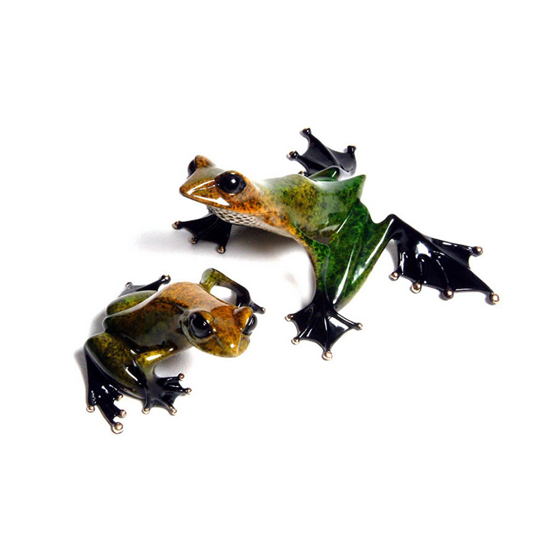 Emerald and Gem bronze frog set by Tim Cotterill