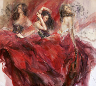 Garnet Melody Oil Painting by Anna Razumovskaya