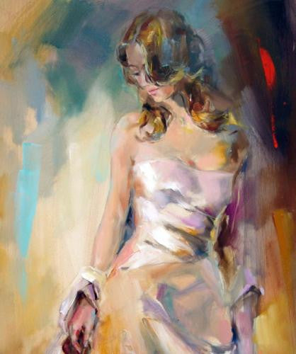 Holding the Violing Oil Painting by Anna Razumovskaya