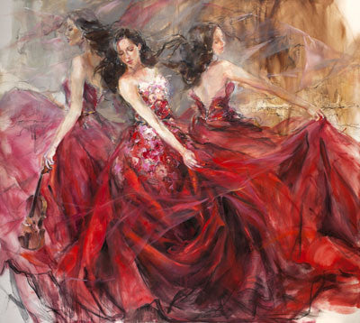 Red Tempo Oil Painting by Anna Razumovskaya