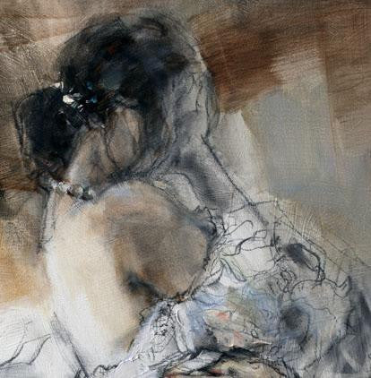 Silent Thoughts Sepia 2 Oil Painting by Anna Razumovskaya