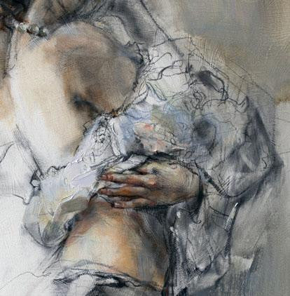 Silent Thoughts Sepia 2 Oil Painting by Anna Razumovskaya