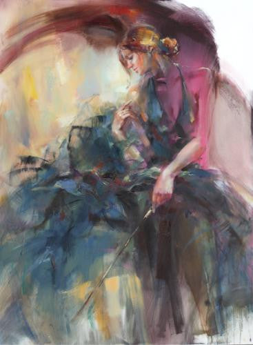 Teal Melody Oil Painting by Anna Razumovskaya